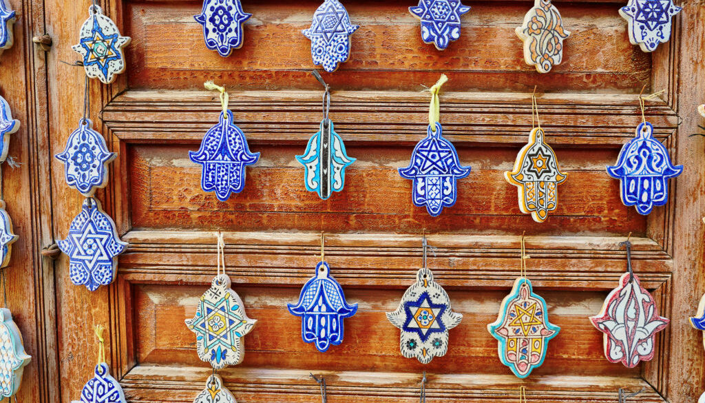 Selection of traditional Middle Eastern amulets, hamsa