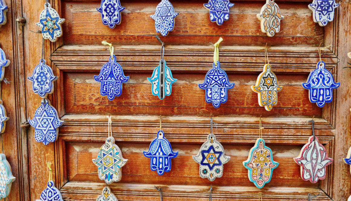Selection of traditional Middle Eastern amulets, hamsa